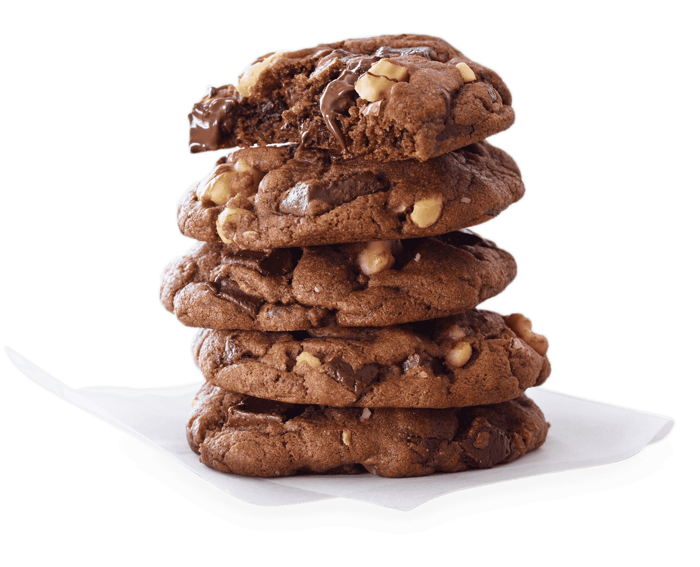 Cookies with chocolate and peanut inside.