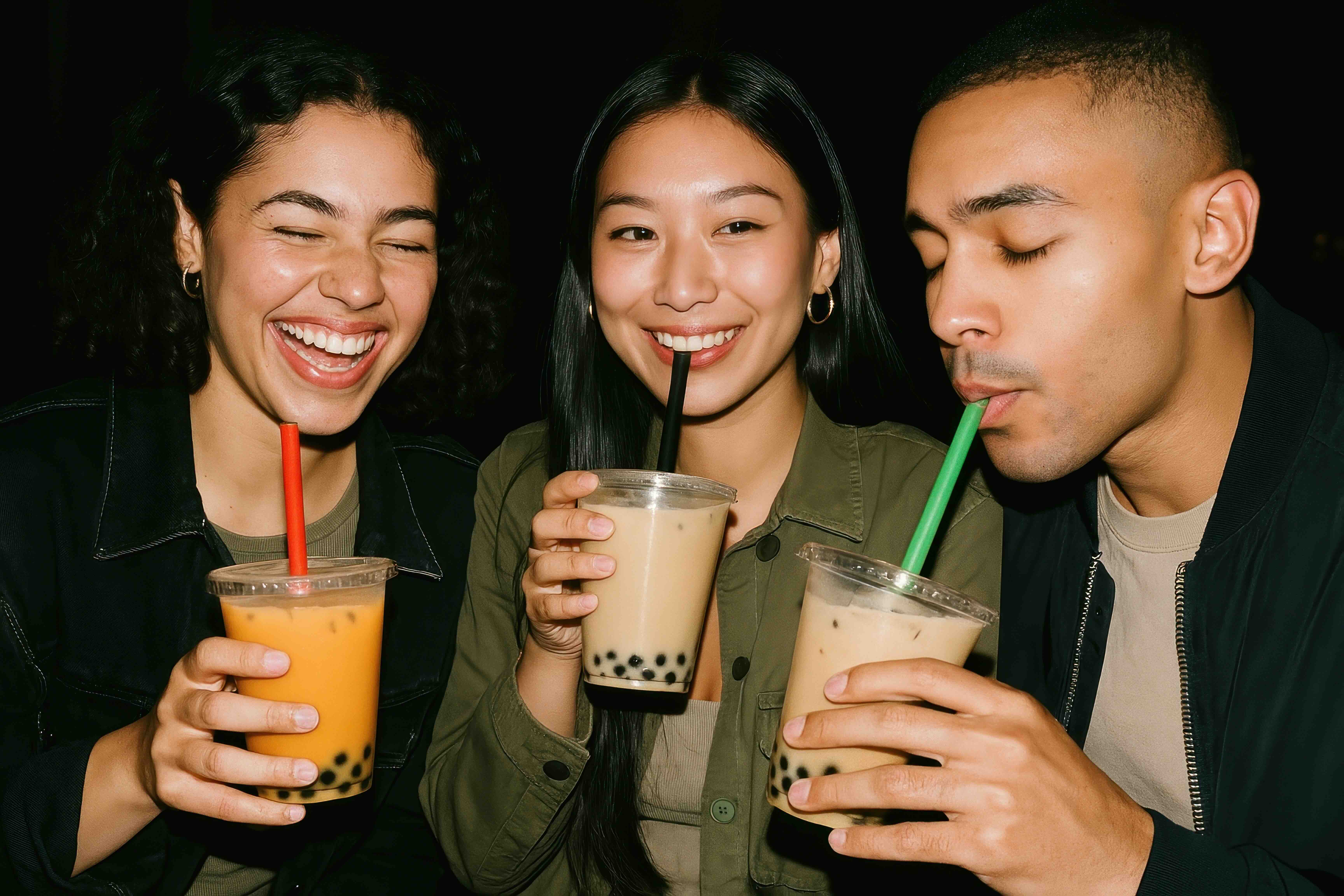 friends enjoys bubble tea together globally