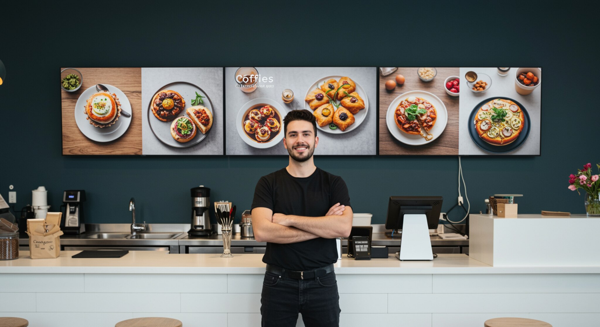 digital signage system for cafe